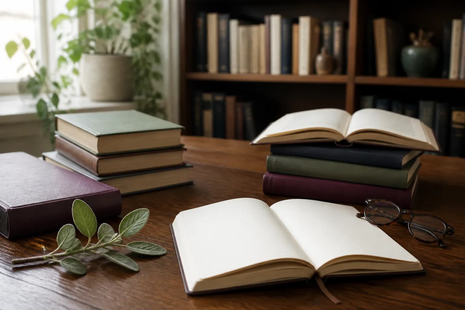 Open reading materials arranged on a warm table for thoughtful wellness education