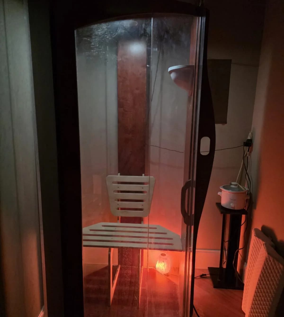 Infrared sauna equipment inside the shared wellness facility